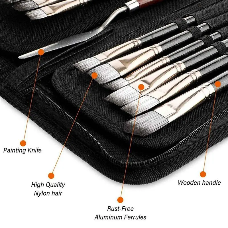 ABRI-30PCS Acrylic Paint Brushes Set, Acrylic, Watercolor And Gouache Painting Brushes Foramatures And Professional Painter