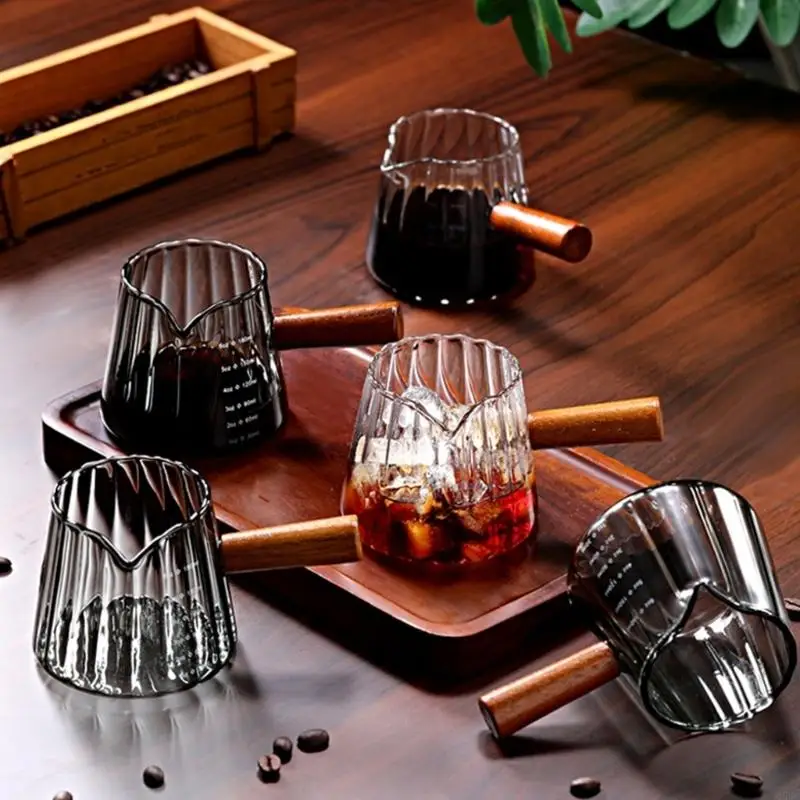 Professional Glass Cup Handle 180ML Double Scale For Cafes And Home Use Q5WC