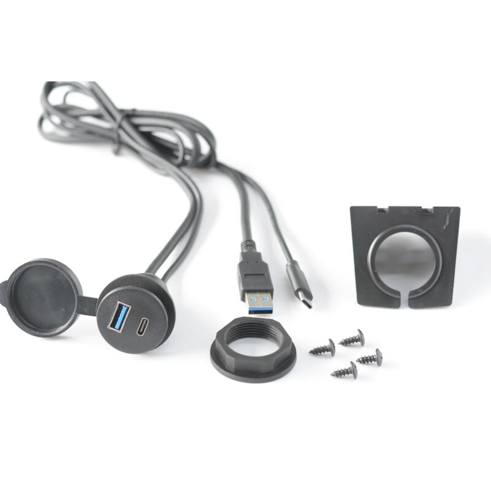USB 3.0 Male to Female Extension Cord Compatible with For Car RV Motorcycle Panel Mount Flush Waterproof Setup