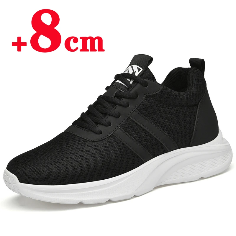 Zapatillas de deporte para hombre, zapatos de aumento de altura, 6-8cm, 2023