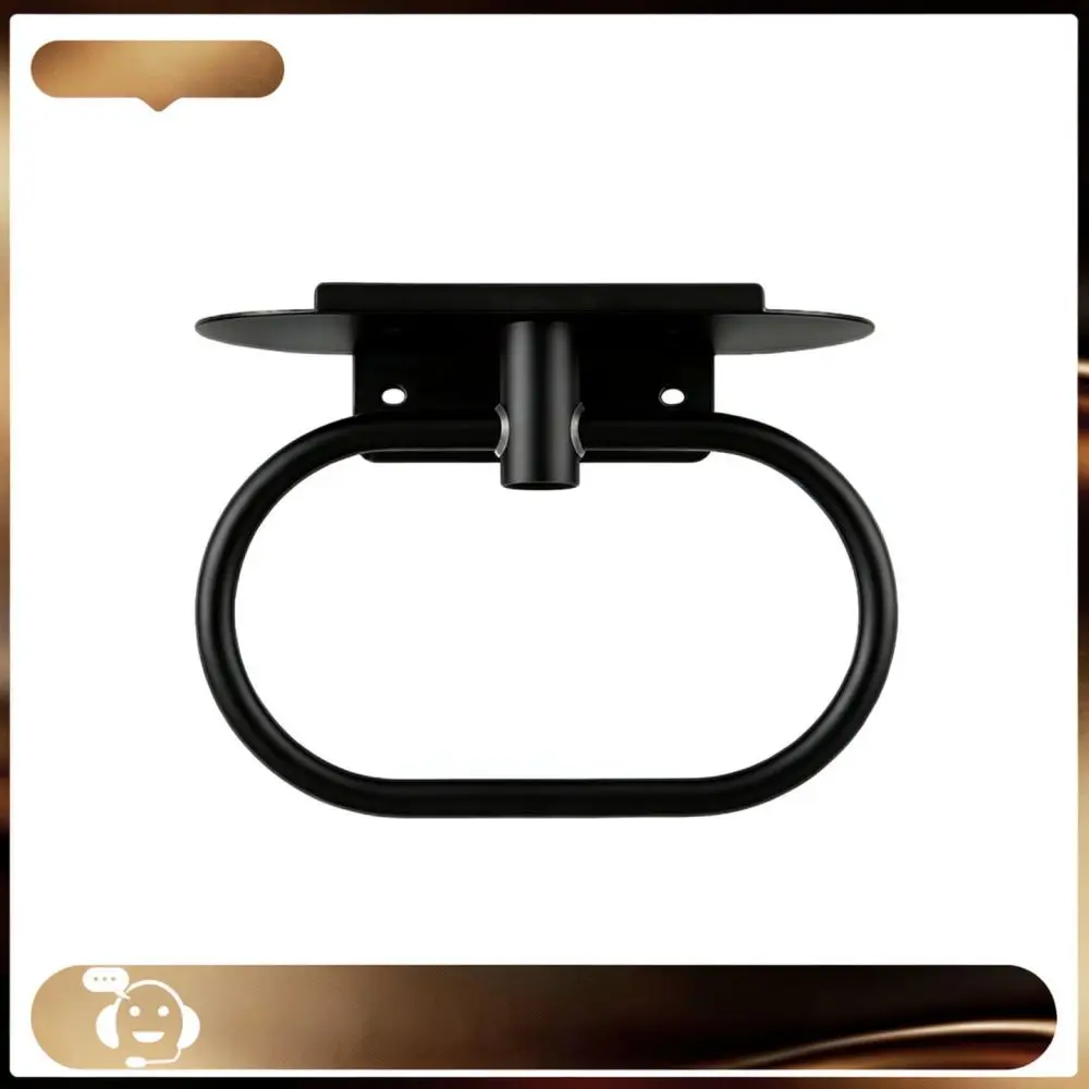 Modern Stainless Steel Towel Ring Matte Black Wall Mounted Bathroom Organizer Storage Rack Hand Towel Holder Stand