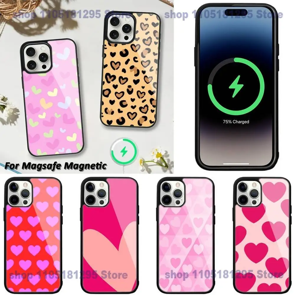 

Hot Cute Love Heart Phone Case For iPhone 17,16,15,14,13,12,11,Plus,Pro,Max,Mini Magsafe Magnetic Wireless Charging