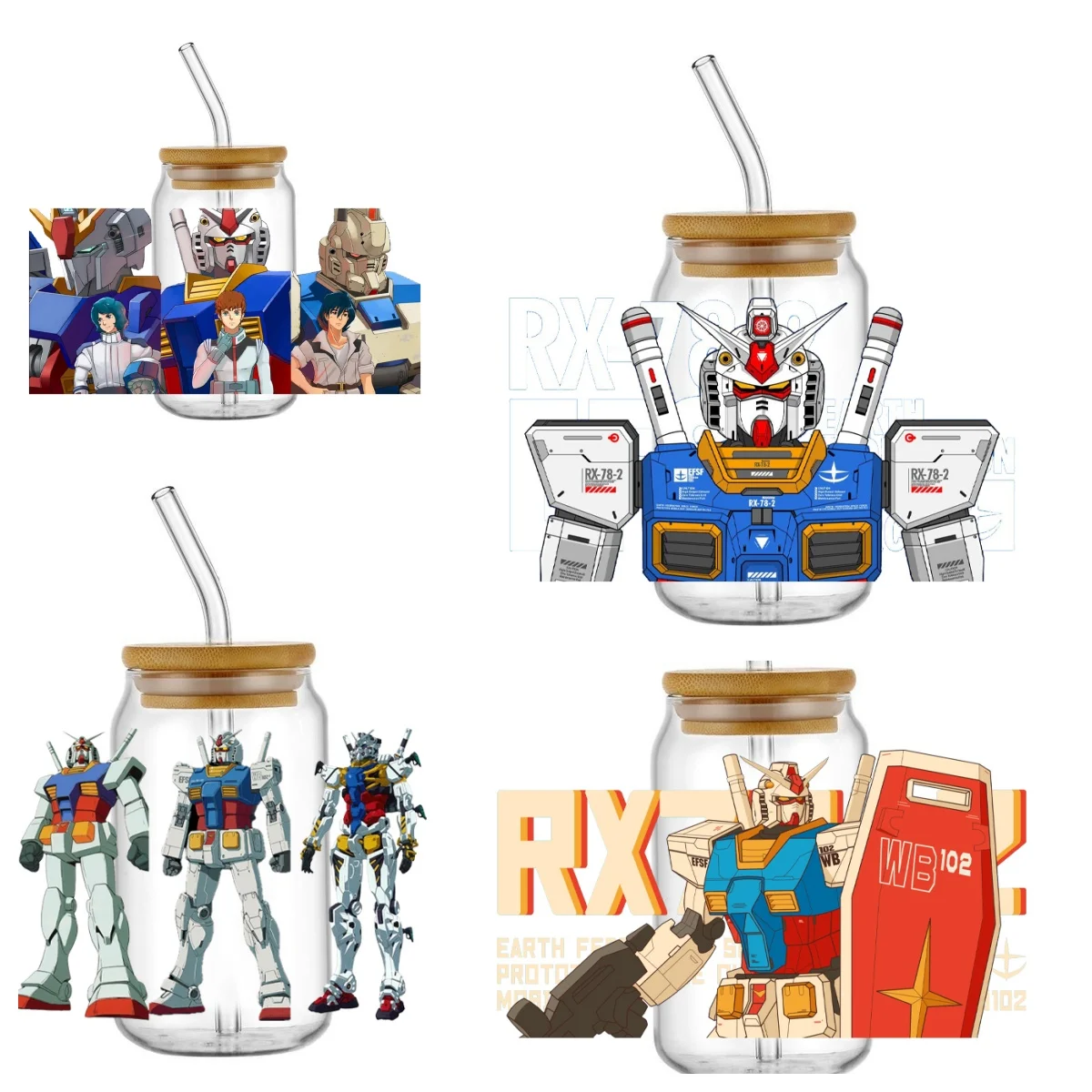 

Высококачественная 3D-наклейка с дизайном Mobile Suit Gundam для стаканов Libbey 16 унций, УФ-печать, DTF-пленка, переводная наклейка для кружек, DIY