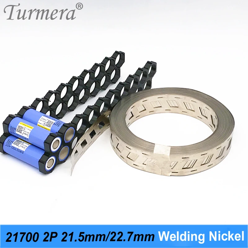 Turmera 0.15mm 10Meter 21700 Battery Oblique 2P Welding Nickel Hole to Hole Distance 21.5mm 22.7mm for Dislocation Bracket Use