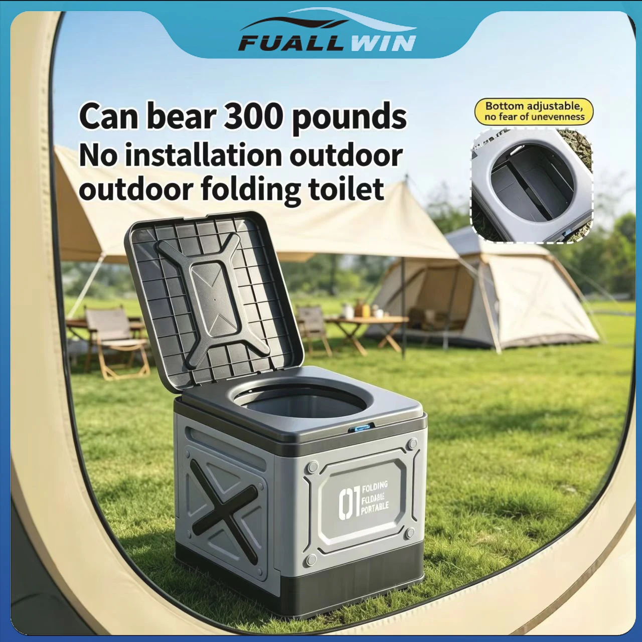 

Portable Folding Camping Toilet, 300KG Super Load-Bearing, Compact Leak-Proof Potty for Road Trips, Outdoor Hiking Emergency Use