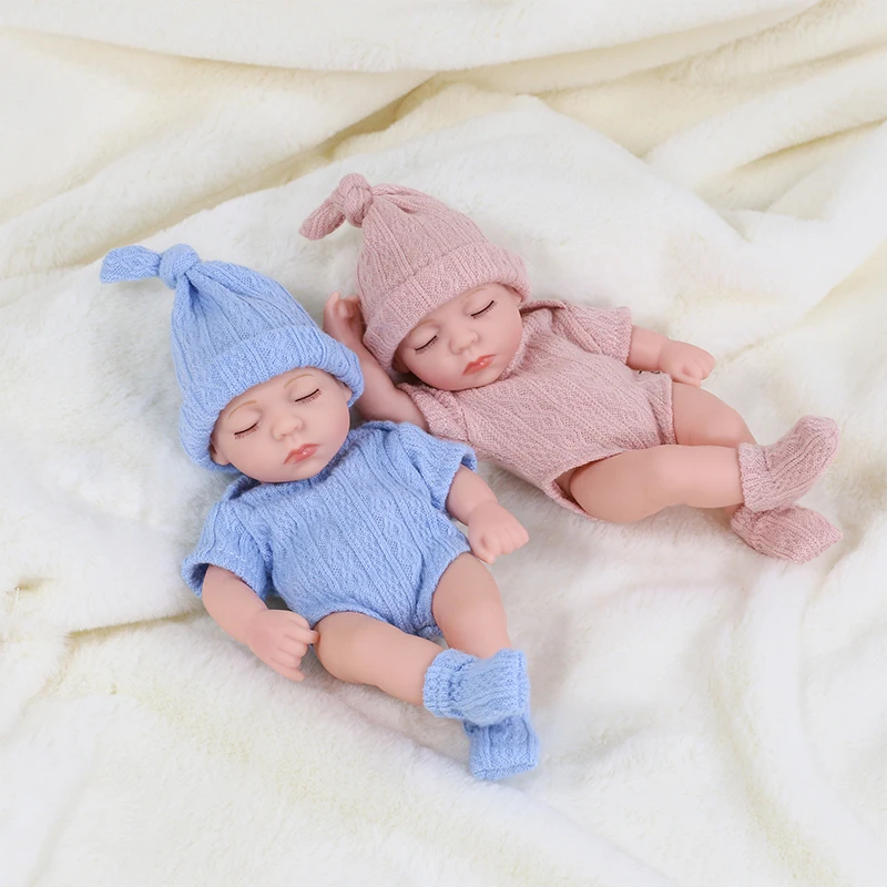 20cm Vinyl-Reborn-Babypuppen mit Kleidung, 8-Zoll-Neugeborenen-Babypuppe, wasserdichte Bebe-Puppe, niedliche Minipuppe für Mädchen, Geburtstagsgeschenke – Detail 6
