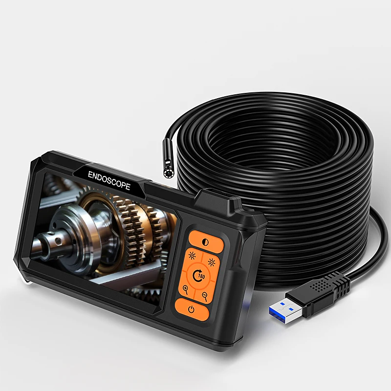 

4,3-дюймовый IPS-экран, промышленный эндоскоп, 8 мм, одинарная двойная камера, разделенная конструкция, жесткий кабель, IP67, бороскопическая камера для автомобиля