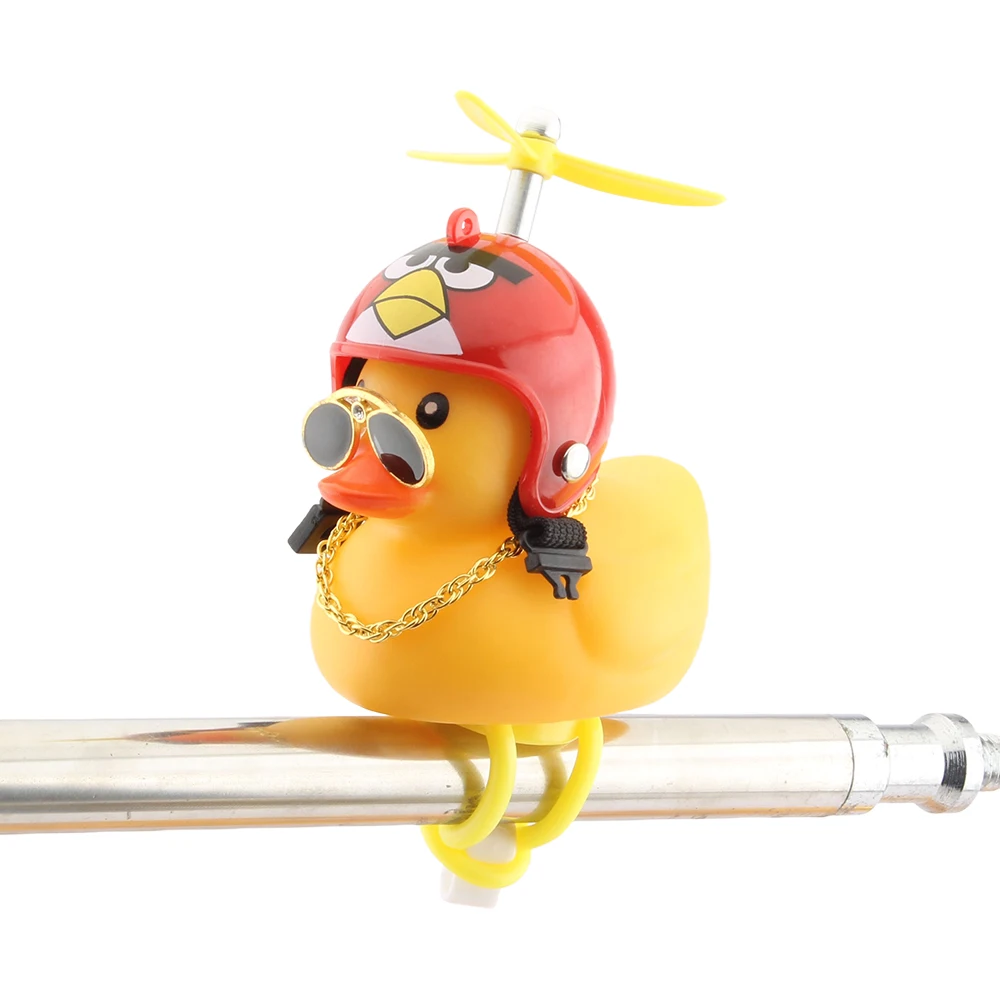 Motorcycle Accessories Cute Duck with Propeller Helmet Broken Wind Rubber Duck Toy Car Bicycle Small Yellow Duck Decor Ornaments