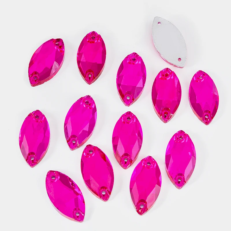 BOBOHOO Hot Pink Rose zum Aufnähen, Strasssteine, gemischte Form, Glas, flache Rückseite, Nähkristalle,tawiert für Hochzeitskleid-Dekoration – Detail 7