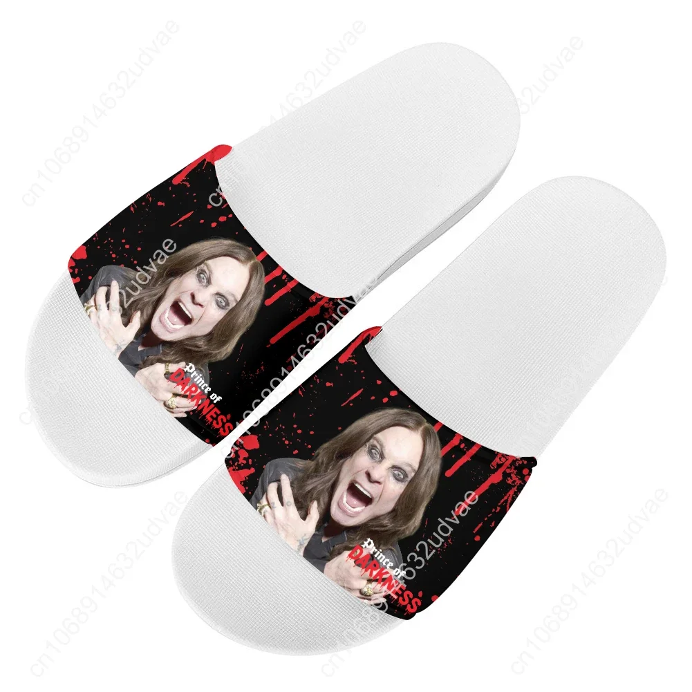 Ozzy Osbourne 1948-2025 Slippers Man Woman Boy Girl Tailor Made Slides Sandals Photo Text Customized Back To The Beginning White view 2