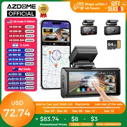 AZDOME M580 Dash Cam 5k Front Rear Car Camera Built-in 5GHz WiFi GPS 4