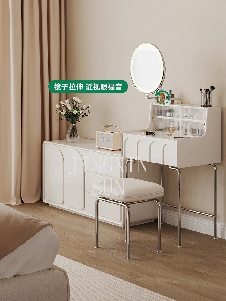 Hengwo dressing table, small French cream style ultra-narrow solid wood powder table, bedroom modern minimalist mini dressing ta