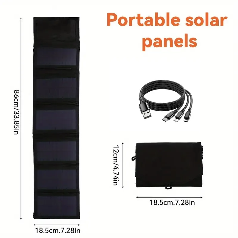 طقم لوحة طاقة شمسية محمولة 30 وات قابلة للطي، شاحن شمسي خفيف الوزن عالي الكفاءة للمركبات الترفيهية والتخييم خارج الشبكة وحالات الطوارئ #5