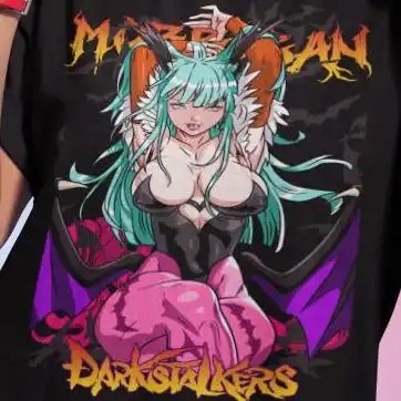 Darkstalkers Morrigan Aensland Bat Wings Graphic T-Shirt Cotton Men Women Streetwear Tee