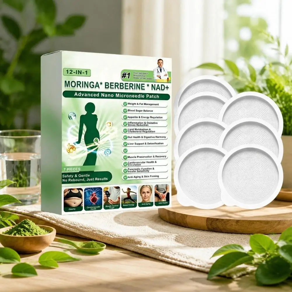 Natural Moringa Berberine NAD Plus Microneedle Patch 12 In 1 Support Gut Liver Health Weight Control Anti Aging Body Care