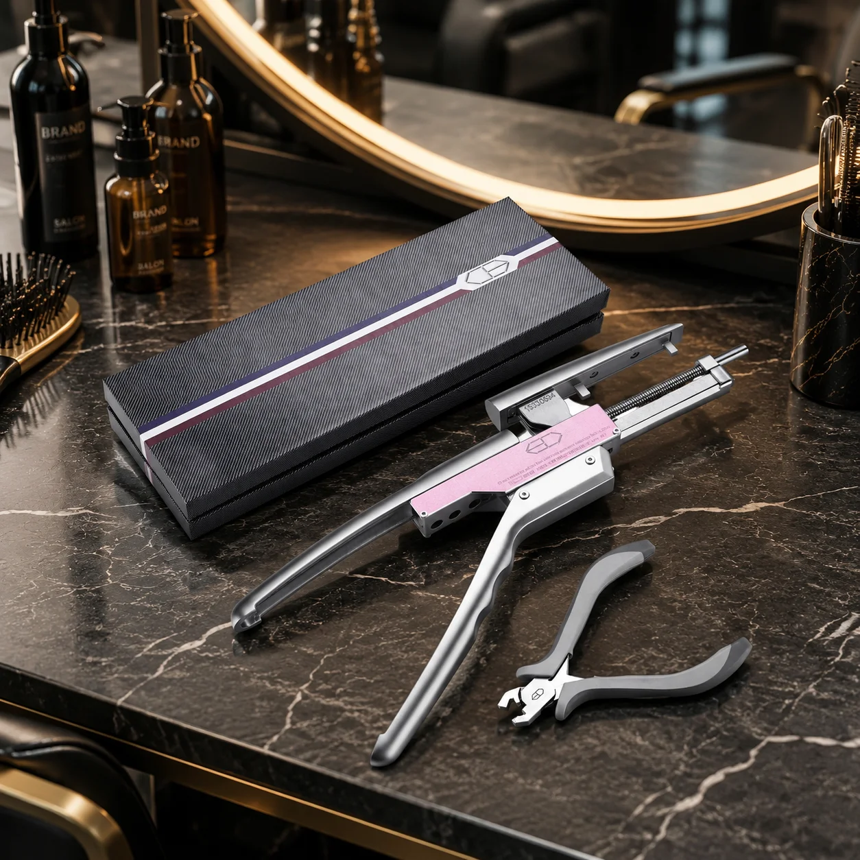 Professional 6D Hair Extension Machine Tool Kit No Trace Hair Extensions Applicator Hair Buckle Clip Installation Tool