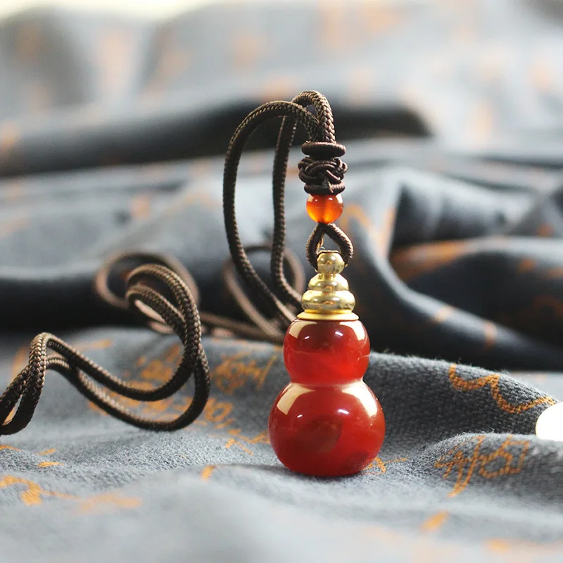 6mm Bracelet Hand String Natural Red Agate Hollow Openable Gourd Pack Cinnabar Lurangama Curse Perfume Pendant Keychain Artistic