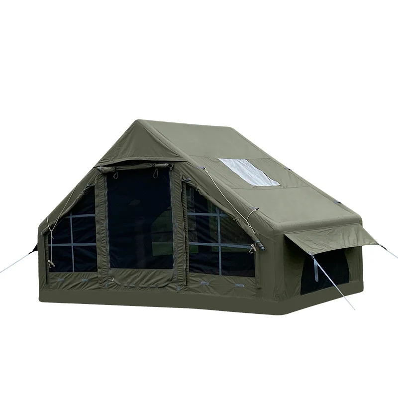 

Beige 6.3 Square Meter Waterproof 3000mm TC Cotton Oxford Inflatable Quick Automatic Opening Four-season One Bedroom Tent