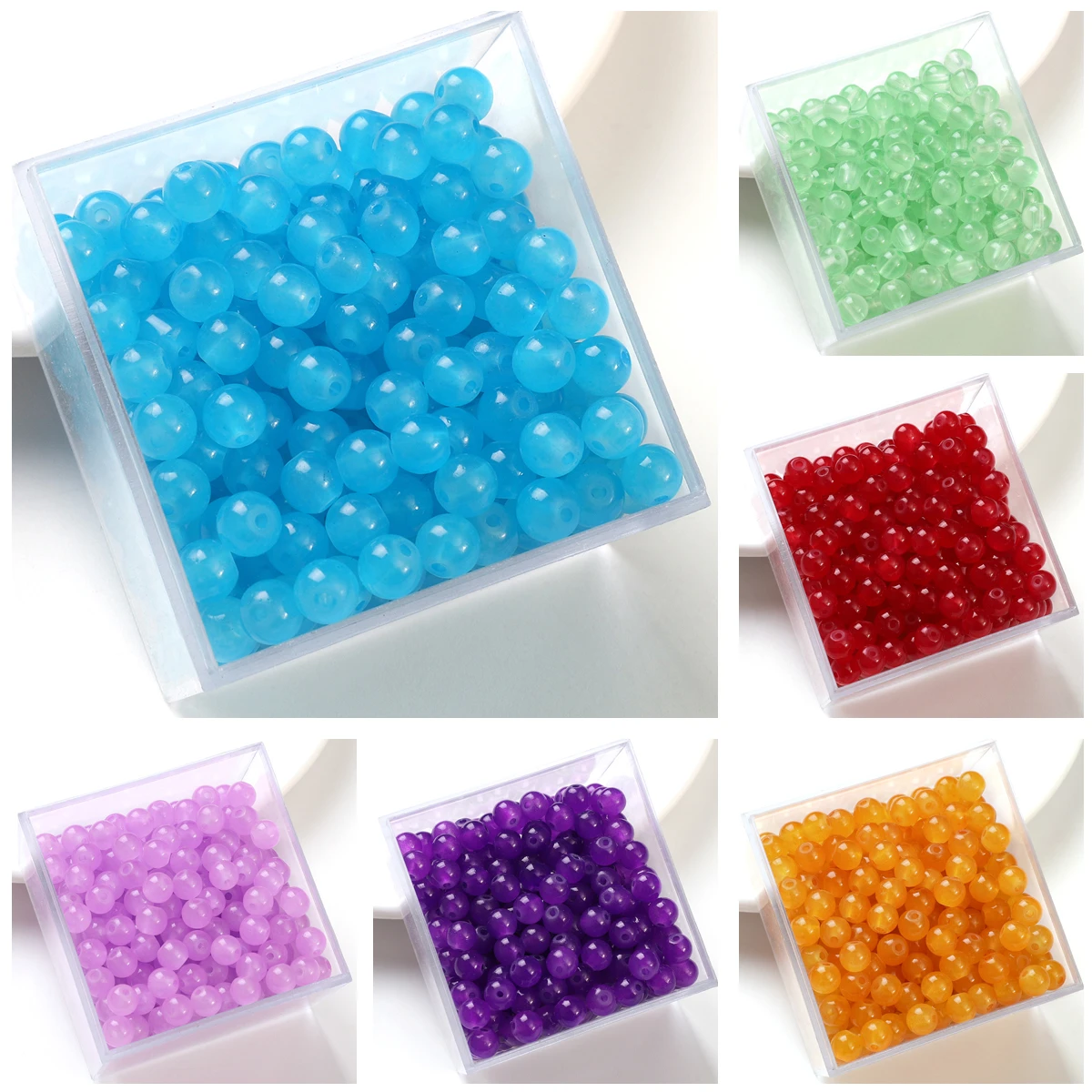 6mm 8mm Round Opaque Glass Loose Spacer Beads Jewelry DIY Making Bracelet  Necklace Earring Craft Bulk Lot Wholesale 50Pcs