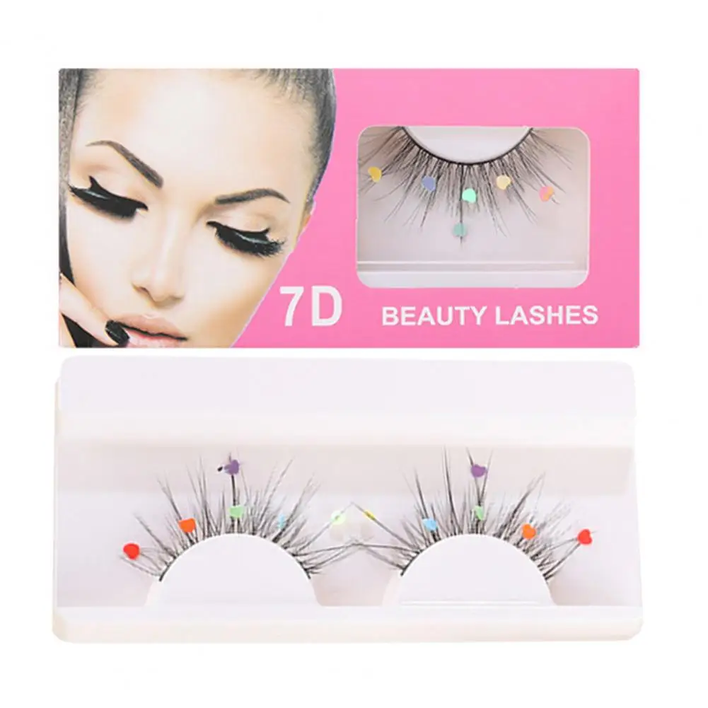 1 Pair Colored Sequin False Eyelashes Natural Curl Reusable Handmade Christmas Party 3D Faux Mink Eyelash Makeup Accessories 