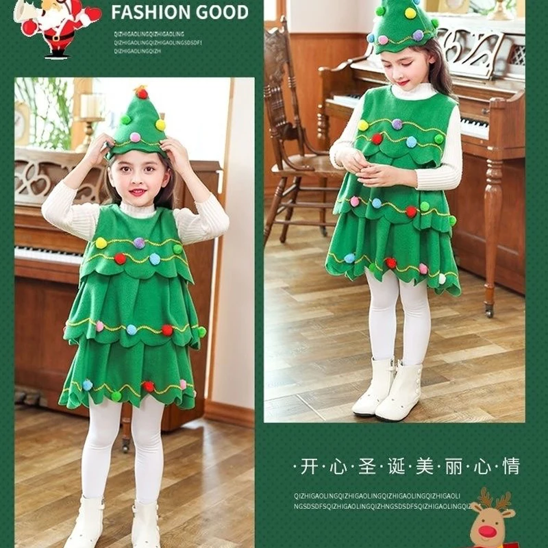 NewChristmas Tree Costume Girl Christmas Children Adult Christmas Tree Dress Adult Parent Child Christmas Role Playing Dress