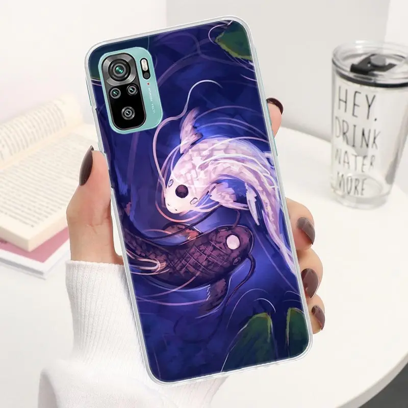 Giappone Koi Fish Yin Yang Art Coque custodia per telefono per Xiaomi Redmi Note 10S 11 11S 11T 11E 10 12 Pro Plus 9 9S 9T 5G 8 8T 7 6 5 Cover