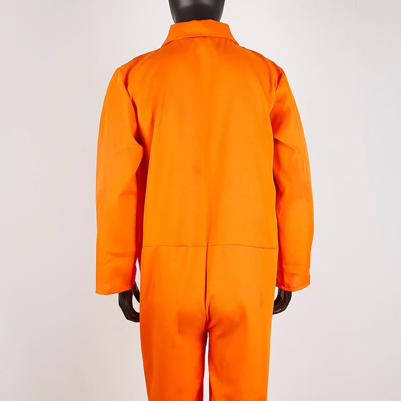 Men Women Prisoner Jumpsuit Cosplay Costumes Halloween Party Prison Inmate Jail Criminal Unisex Orange Bodysuit Role Play