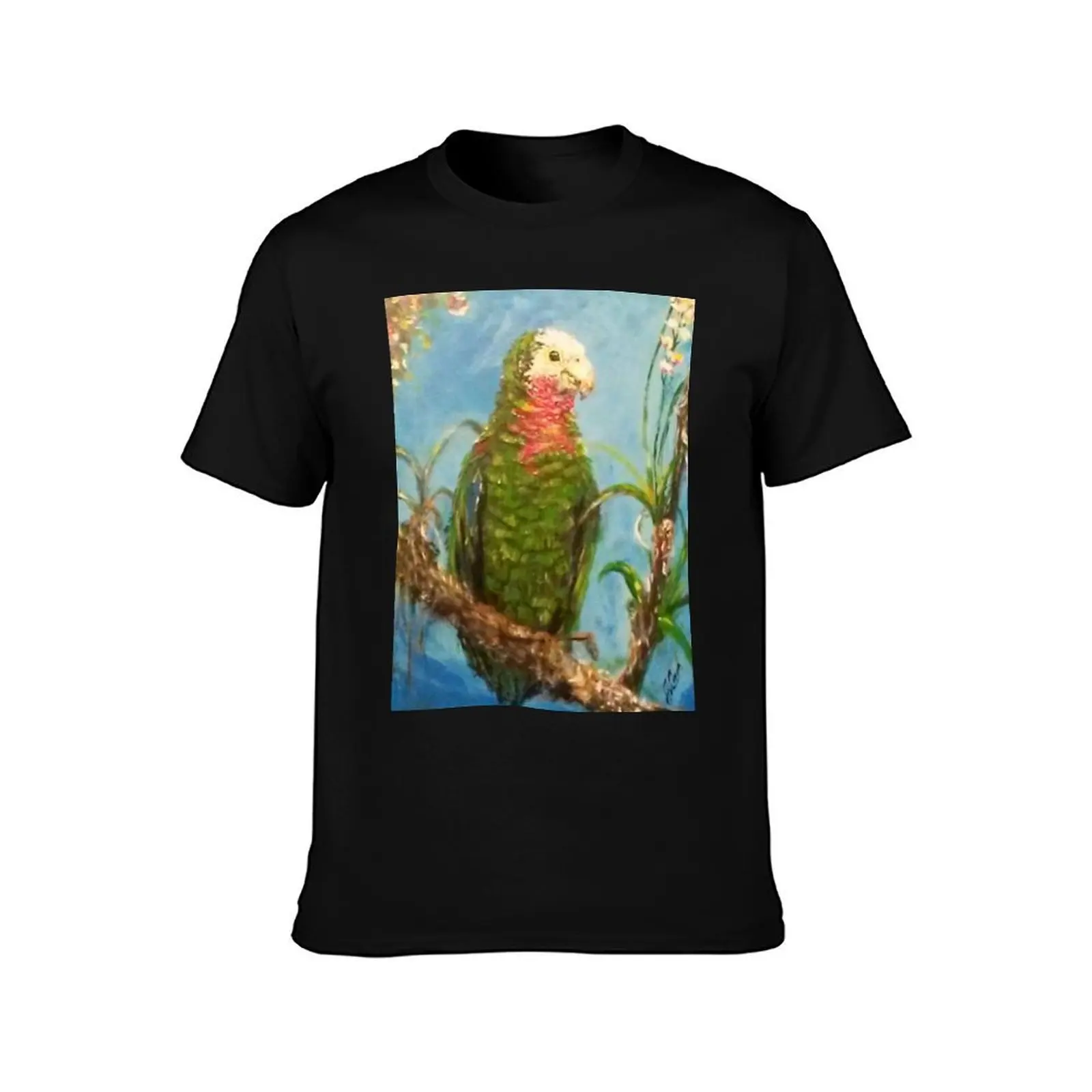 Abaco Parrot with wild orchid T-Shirt Fashion Casual Short Sleeve Top T-Shirt