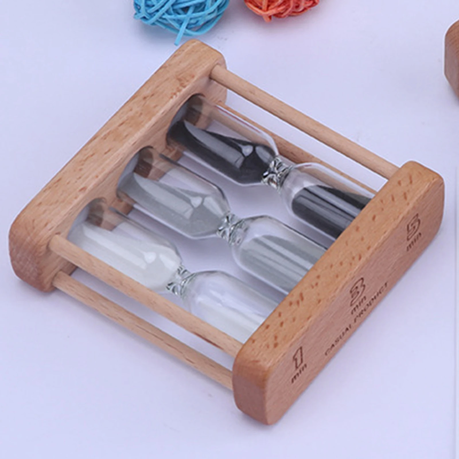 Wooden Sand Hourglass Timer Sandglass Timer Mini Sand Timer Wood Frame Hourglass for Games Kitchen Cooking Office Decor