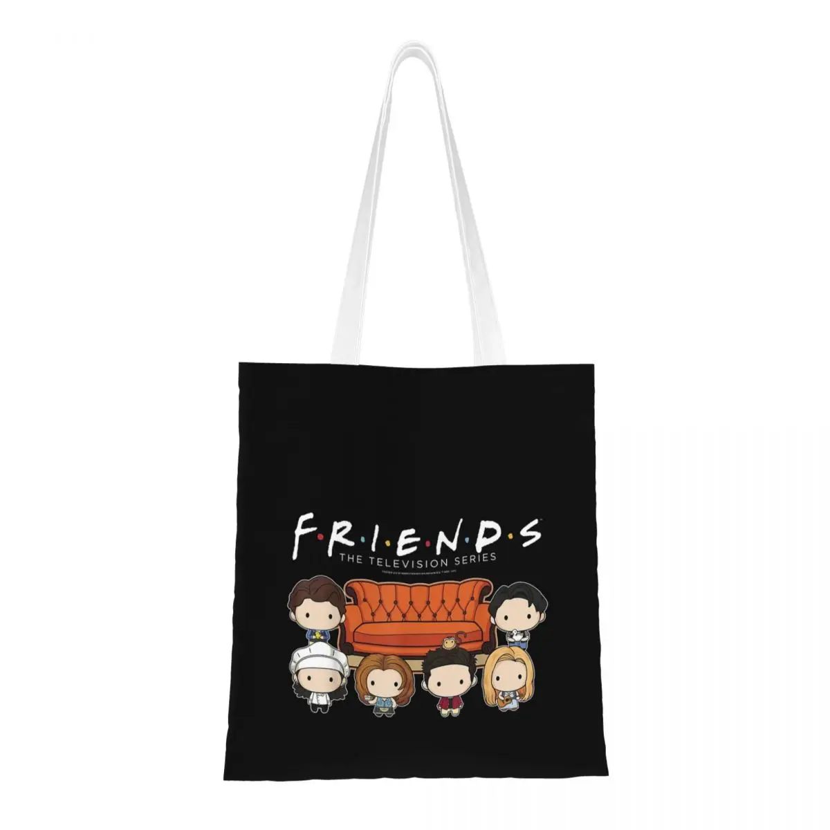 

Холщовая сумка-тоут Friends Chibi Couch Crew, продуктовые сумки, сумки-шопперы большой вместимости для унисекс
