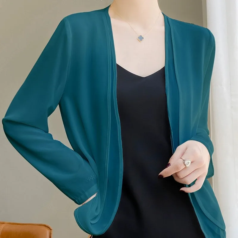 lightweight-breathable-summer-new-style-women's-air-conditioning-shirt-acetate-mesh-see-through-lightweight-machine-washable