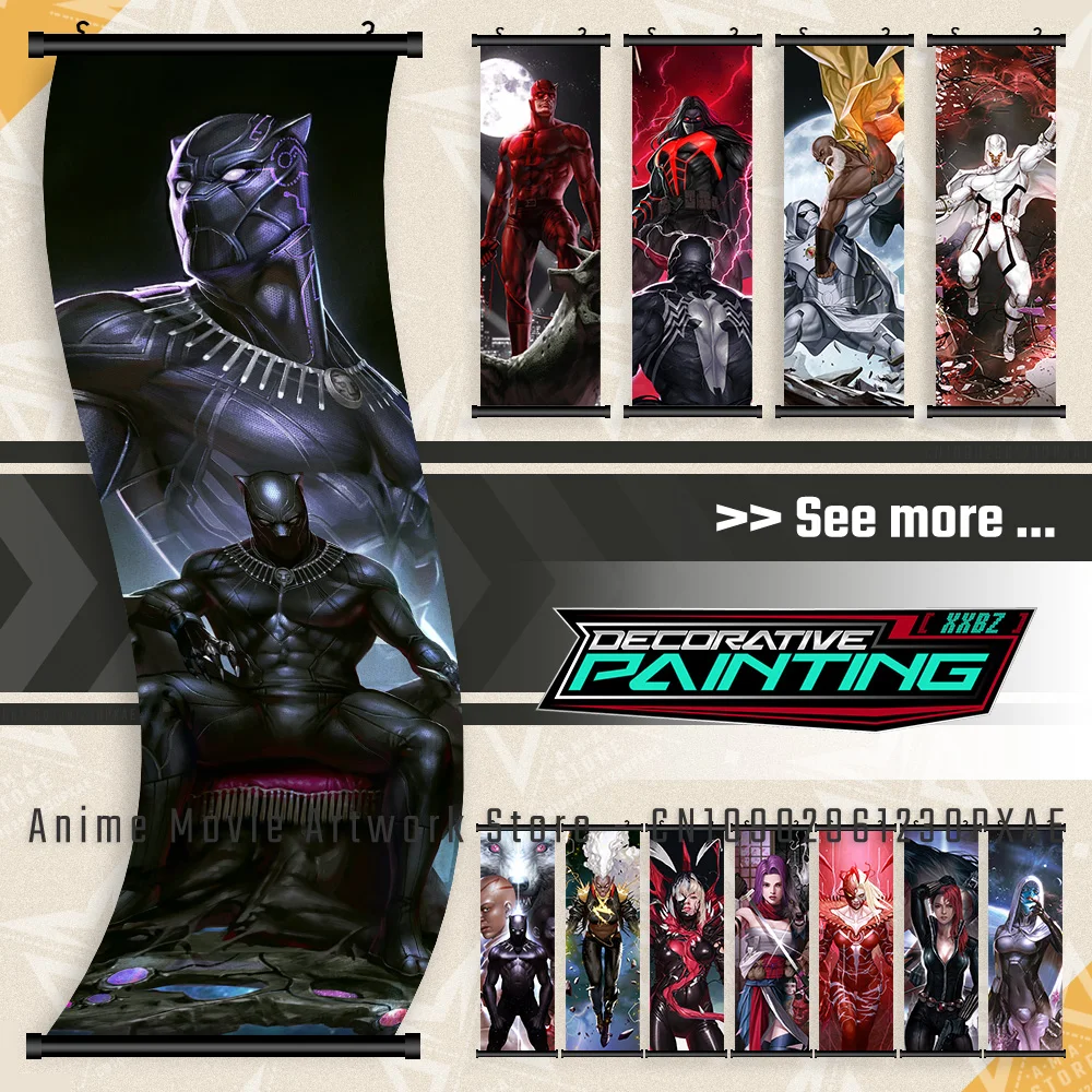 

Marvel The Avengers Black Panther Canvas Home Decoration Wall Artwork Hanging Painting Scroll Picture Print Classic Movie Poster