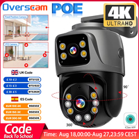 Dual Lens 4K 8MP PTZ POE IP Camera Two-Way Audio Outdoor Home Security Surveillance Camera CCTV Surveillance Cameras iCSee XMEye