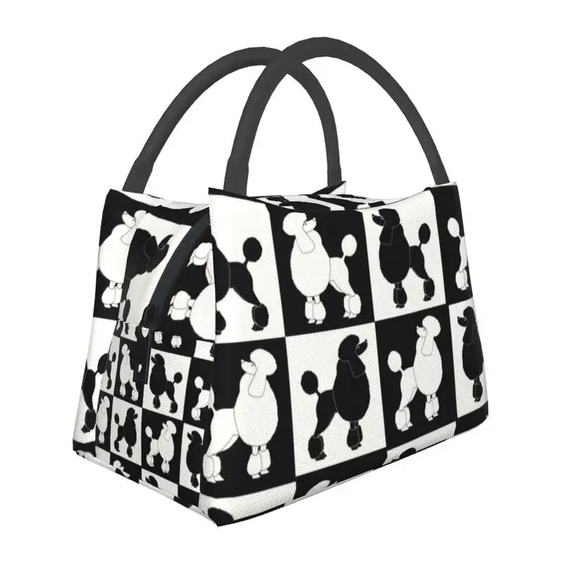 Checkered Poodles Thermal Insulated Lunch Bags Women Dogs Resuable Lunch Container for Office Outdoor Storage Meal Food Box