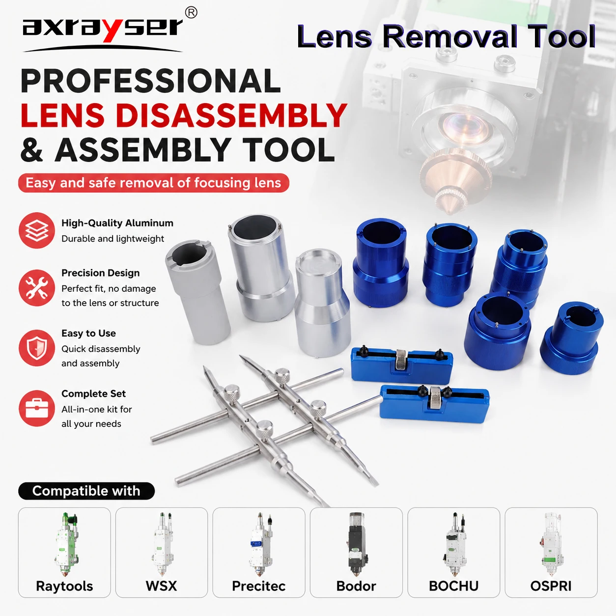 Laser Focusing Lens Removal Tool Universal Collimating Lens Removal Wrench for Raytools WSX OSPRI Precitec Cutting Head