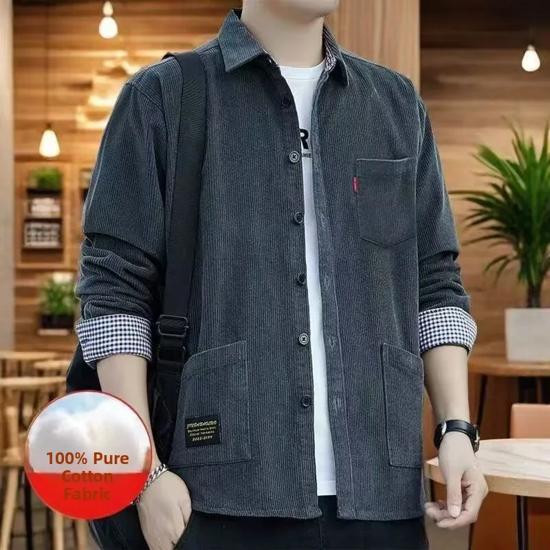 Мужская повседневная свободная вельветовая куртка American Sle Long Sve, весенне-осенняя новая верхняя одежда Sle, модная рабочая одежда irt