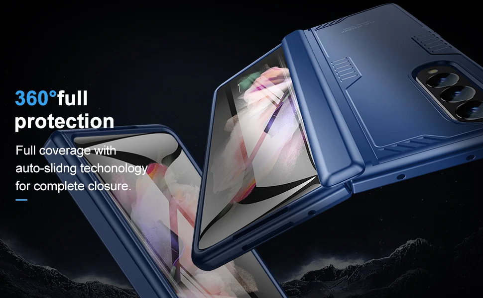 Stoß feste schlanke Hülle für Samsung Galaxy Z Fold 3 4 5 Scharnier Schutzhülle mit verstecktem Ständer eingebauter HD-Displays chutz – Detail 3