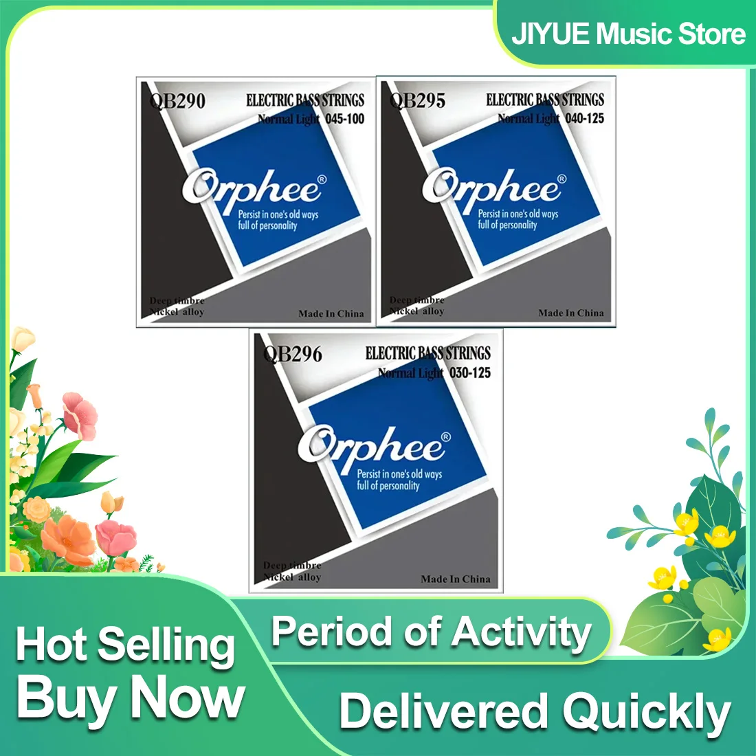 Orphee Bass Strings QB Series Normal Light Nickel Alloy Hexagonal Core Nano Coated Professional Strings Electric Bass Part