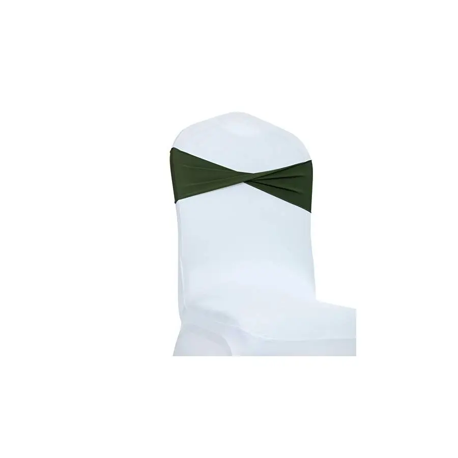 

Pack of 50 PCS Olive Green Spandex Chair Sashes Bows Without Buckle Stretch Elastic Banquet Universal Folding Chair Band Tie wi