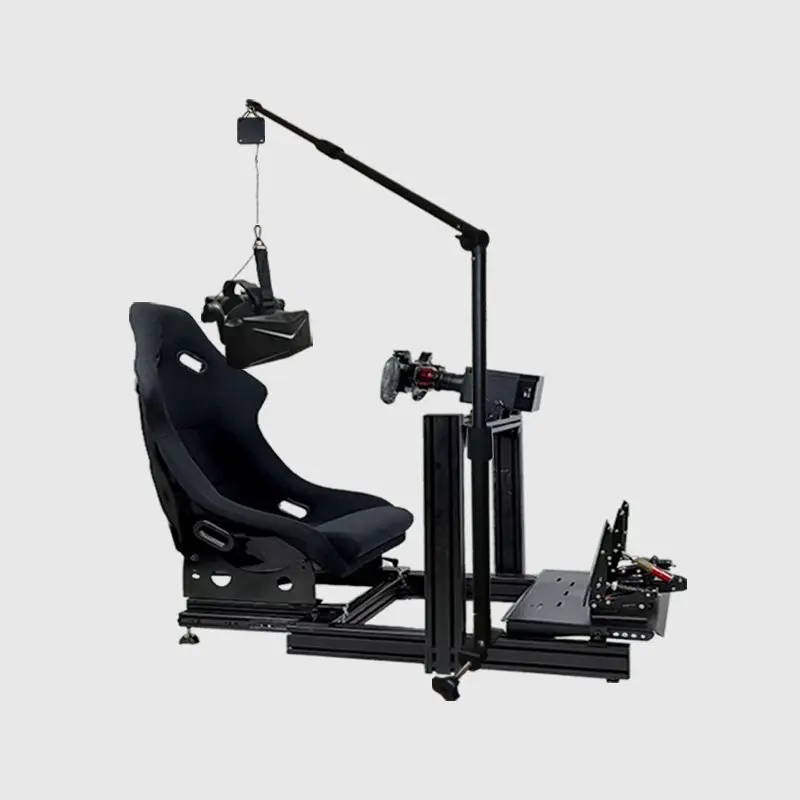 Zero gravity VR headset weight reduction bracket clip-on telescopic hanger racing flight emulator