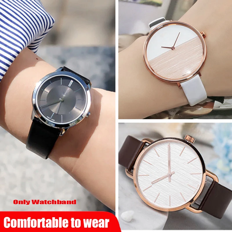 Ultra thin plain grain Watchband For CK Kevin Clay Small Women's Leather Watch with K7B216G6/K2G23620/K3P236G6 Men's Watch Strap