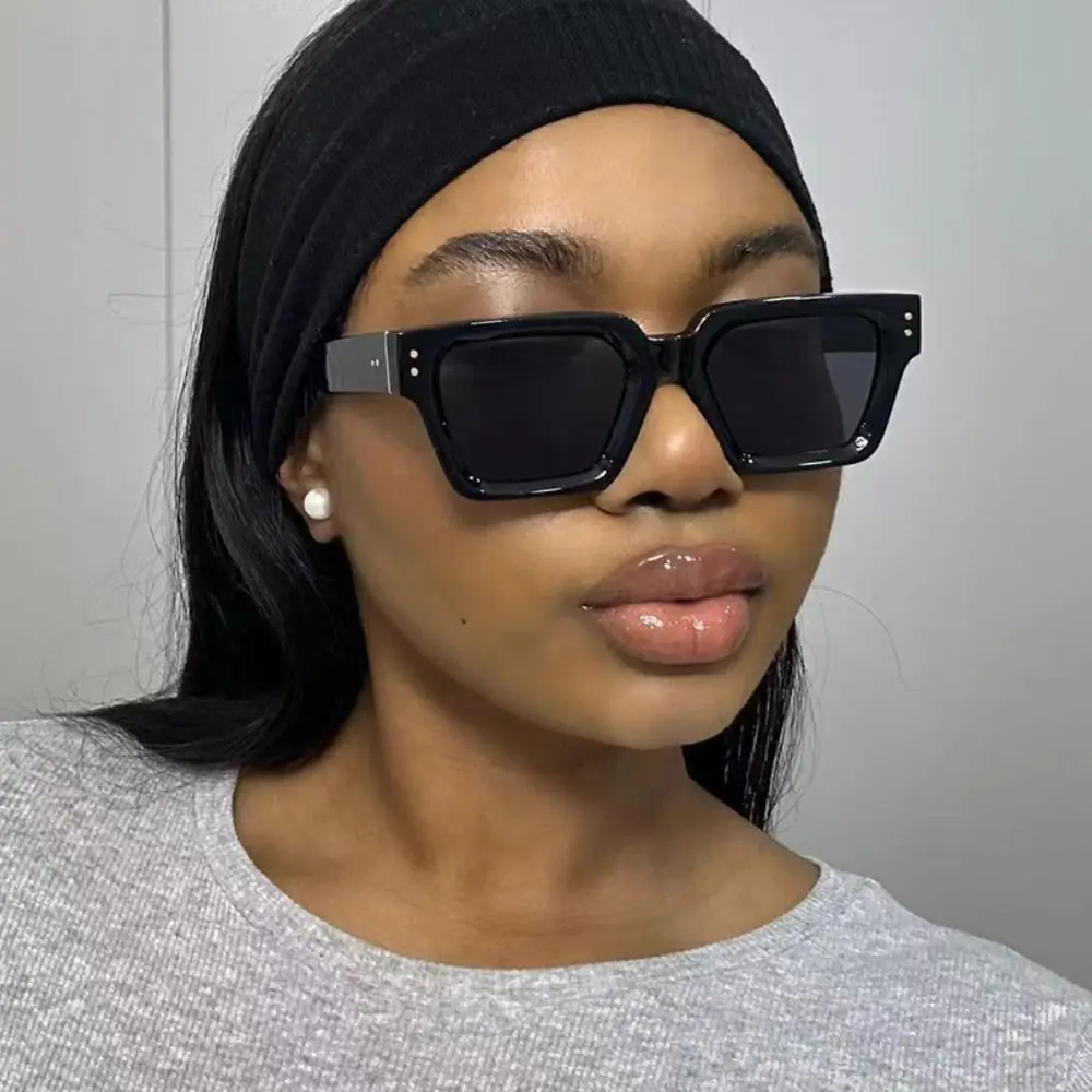 

Irregular Square Frame Sunglasses Rice Nail Leopard Print Multicolor Lenses Eyewear Lightweight Shades UV400 Sun Glasses Men