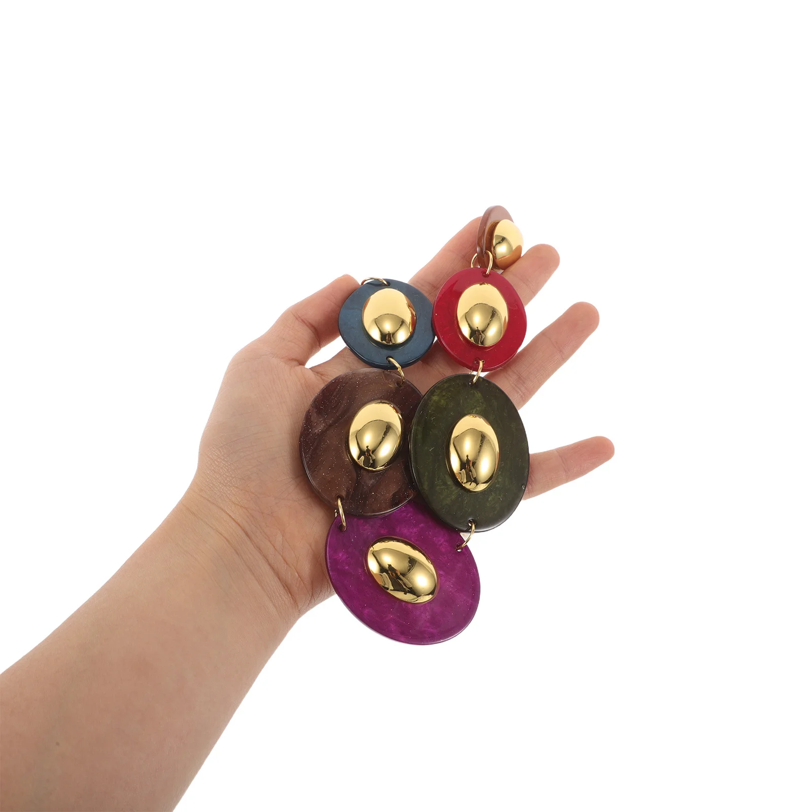 

Colorful Resin Oval Necklace Women's Chunky Adjustable Chain Choker Exaggerated Pendant Statement Collar Jewelry