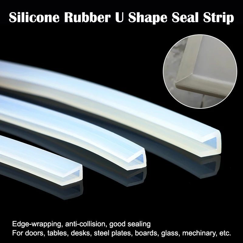 

1/3M U Shape Seal Strips Silicone Edge Protect Weatherstrip for Door Window Desk Waterproof Frameless Glass Steels Sealing Tape
