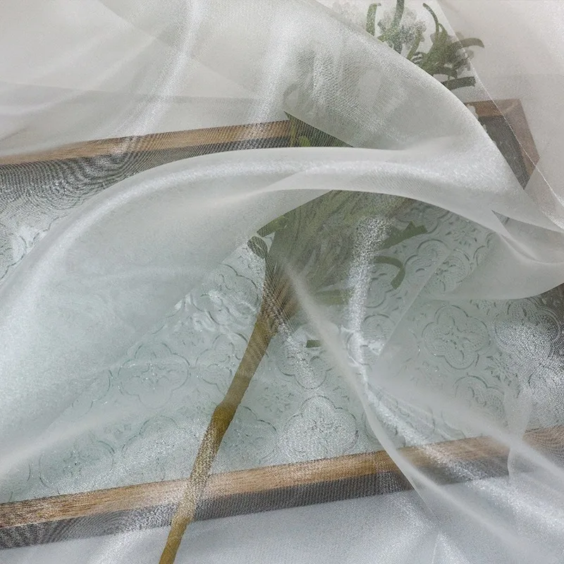 Wide 149cm Glitter Organza Fabric Iridescent Lame Sheer Cloth for Dress Stage Costume, Sparkling DIY Sewing Material By Meter