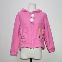 Japanese Lolita Style Autumn Winter Women Sweet Wool Jacket Kawaii Soft Bunny Ears Hooded Coats Cute Cartoon Embroidery Outwear