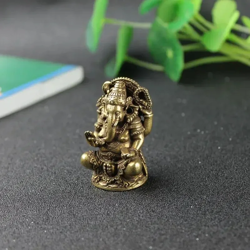 Gold Lord Ganesha Buddhas Statue Elephant God Sculptures Ganesh Figurines Pure Copper Home Garden Buddha Decoration Model Gift