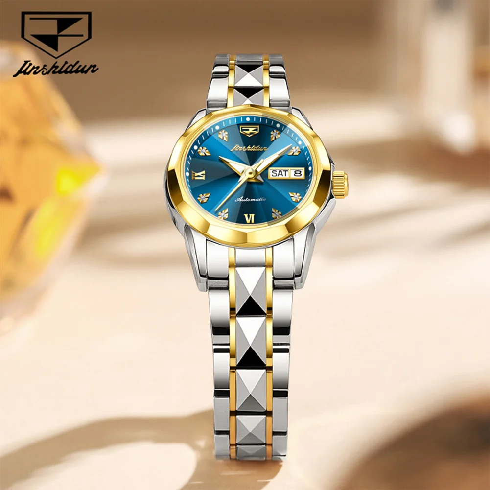 JSDUN 8995 Ladies Watches Dual Calendar Automatic Mechanical Watch Tungsten Steel Waterproof Luxury Elegant Watches For Woman