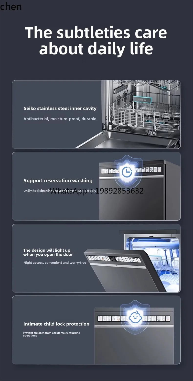 XW  embedded steam cleaner household 16 sets + 3 automatic drying