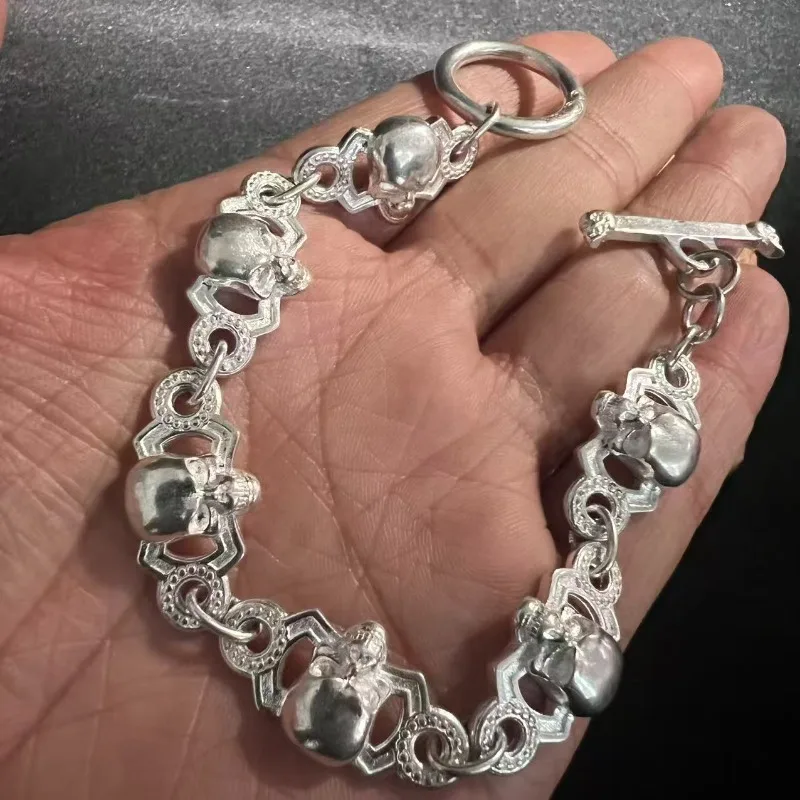 2026 Hot Tibetan Silver Skull Bracelet, God's Blessing Fortune & Evil Warding, Vintage Unisex Jewelry, Perfect Personalized Gift